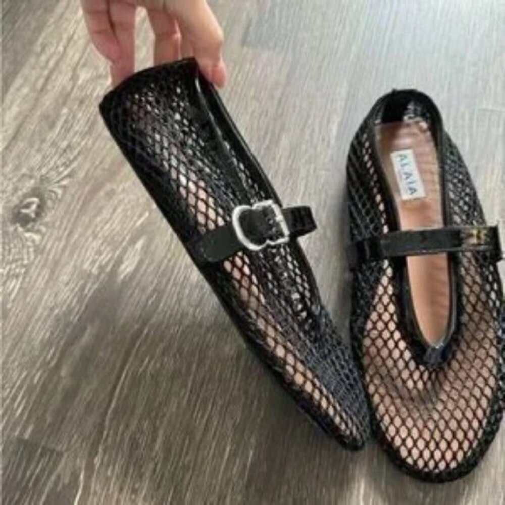Alaia Fishnet Ballerina Flats - Picture 5 of 8